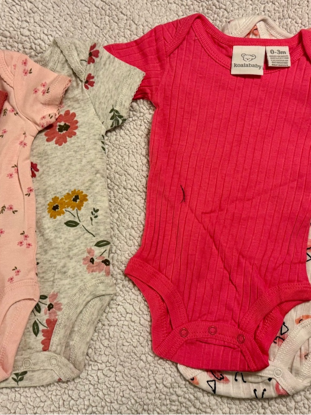 Baby One-Piece Bodysuits (6 total) - Newborn & 0-3 M